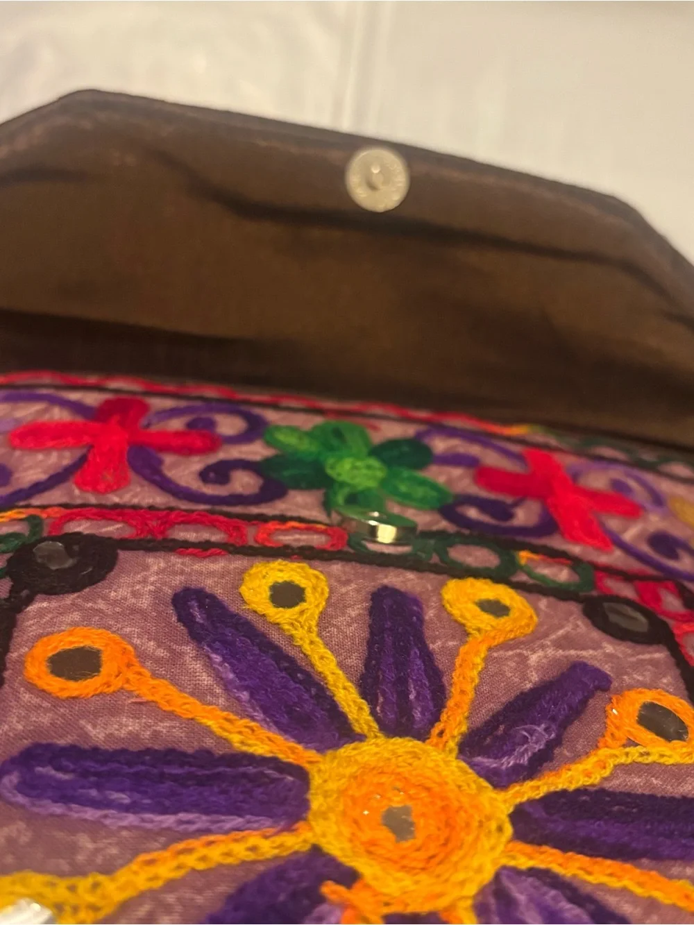 Banjara Embroidered Floral Clutch with Beaded Strap - Multicolor